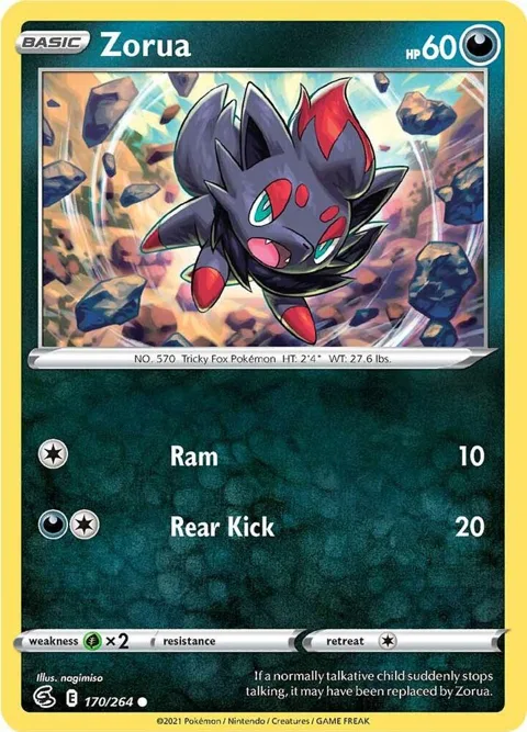 Zorua #170/264 Reverse Holofoil Pokémon card from Fusion Strike