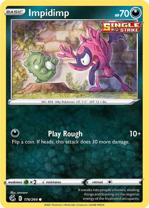 Impidimp #176/264 Pokémon card from Fusion Strike
