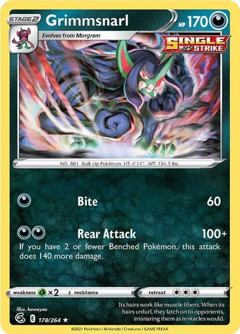 Grimmsnarl #178/264 Reverse Holofoil Pokémon card from Fusion Strike