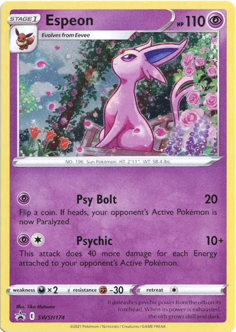Espeon #SWSH174 Holofoil Pokémon card from Sword & Shield Promo Cards