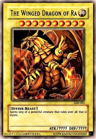 The Winged Dragon of Ra Ultra Rare GBI-003 Yu-Gi-Oh card from Yu-Gi-Oh! Duel Monsters International: Worldwide Edition