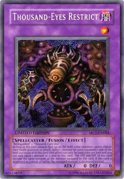 Thousand-Eyes Restrict MC1-EN004 Yu-Gi-Oh card from Master Collection Volume 1