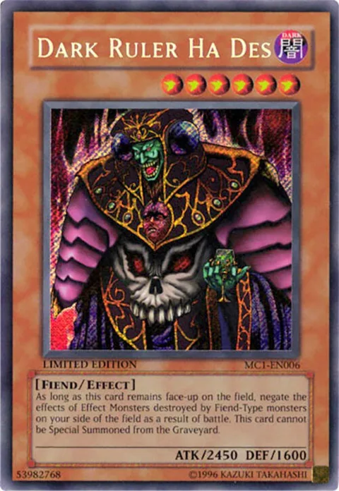 Dark Ruler Ha Des MC1-EN006 Yu-Gi-Oh card from Master Collection Volume 1