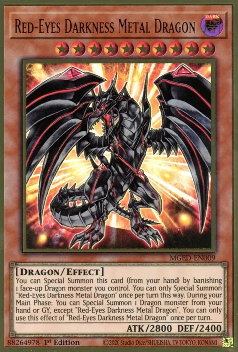 Red-Eyes Darkness Metal Dragon MGED-EN009 Yu-Gi-Oh card from Maximum Gold: El Dorado