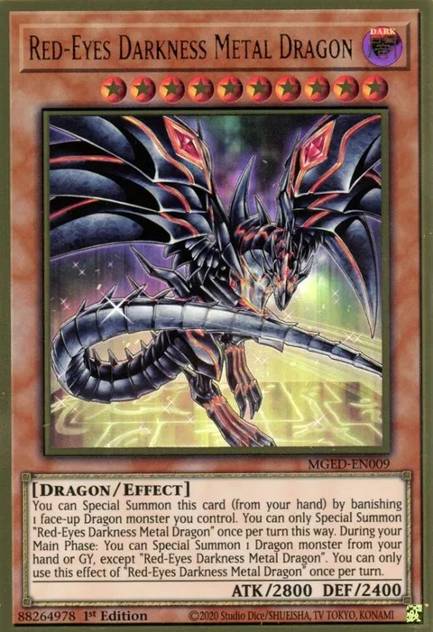 Red-Eyes Darkness Metal Dragon Alt Art MGED-EN009 Yu-Gi-Oh card from Maximum Gold: El Dorado