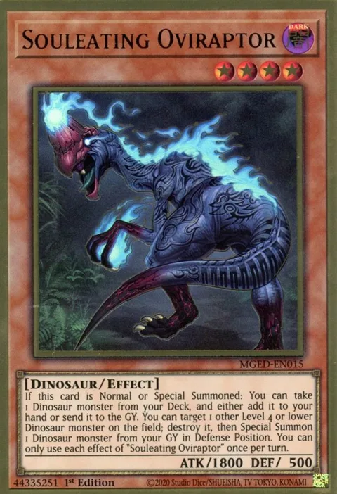 Souleating Oviraptor MGED-EN015 Yu-Gi-Oh card from Maximum Gold: El Dorado