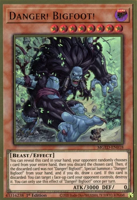Danger! Bigfoot! MGED-EN018 Yu-Gi-Oh card from Maximum Gold: El Dorado