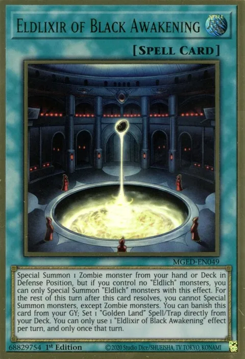 Eldlixir of Black Awakening MGED-EN049 Yu-Gi-Oh card from Maximum Gold: El Dorado