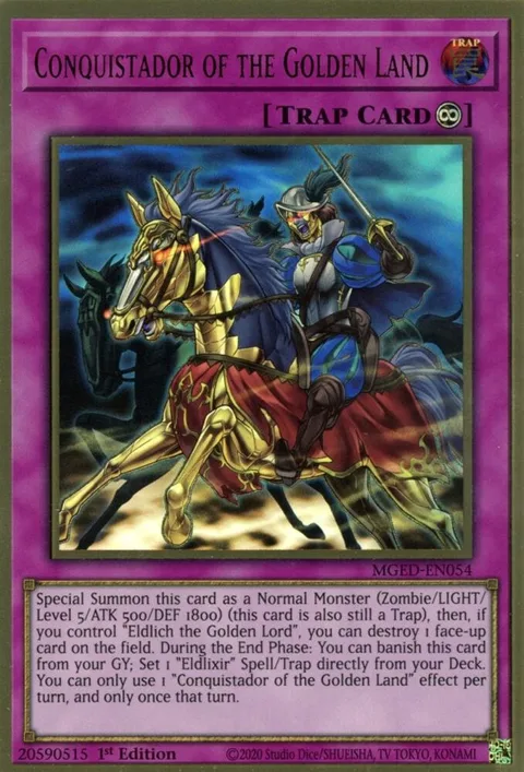 Conquistador of the Golden Land MGED-EN054 Yu-Gi-Oh card from Maximum Gold: El Dorado
