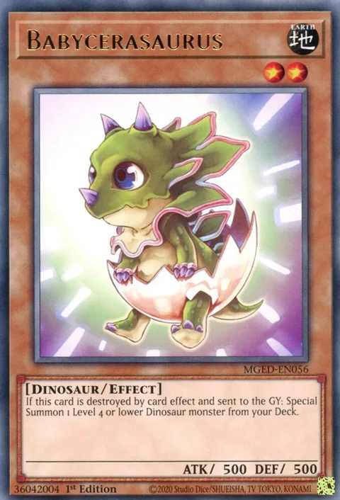 Babycerasaurus MGED-EN056 Yu-Gi-Oh card from Maximum Gold: El Dorado