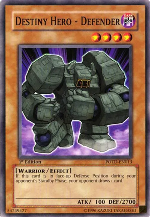 Destiny Hero - Defender POTD-EN013 1st Edition Yu-Gi-Oh card from Power of the Duelist