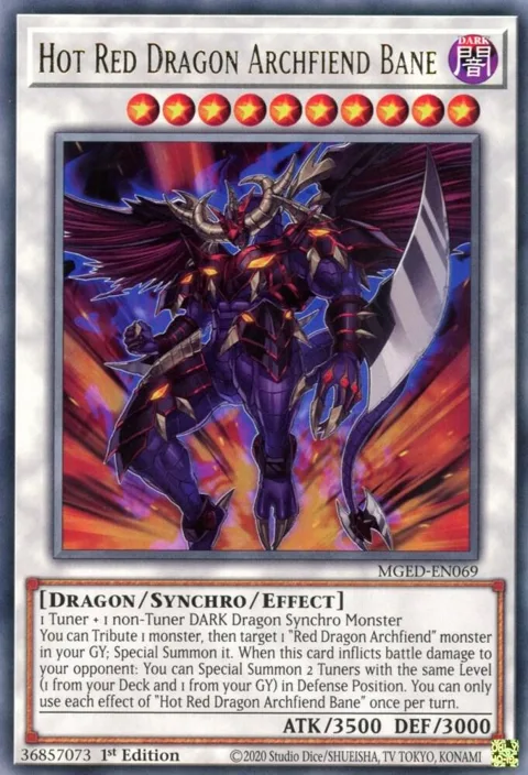 Hot Red Dragon Archfiend Bane MGED-EN069 Yu-Gi-Oh card from Maximum Gold: El Dorado