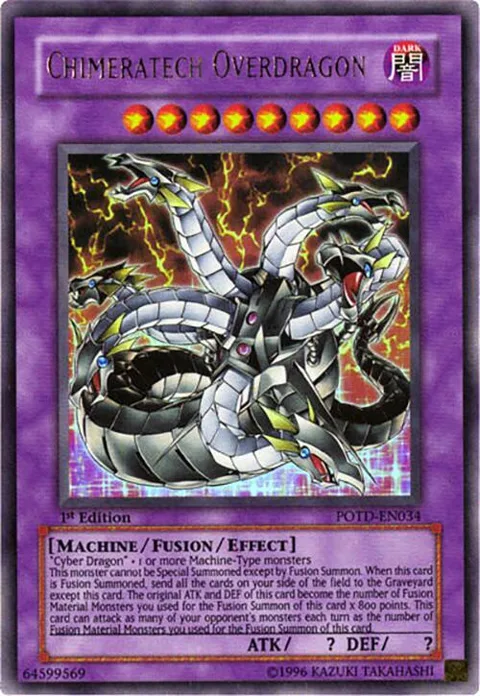 Chimeratech Overdragon POTD-EN034 Unlimited Yu-Gi-Oh card from Power of the Duelist