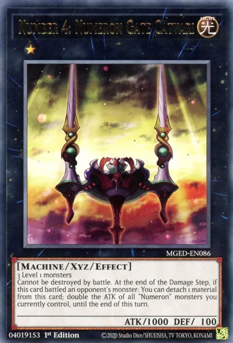 Number 4: Numeron Gate Catvari MGED-EN086 Yu-Gi-Oh card from Maximum Gold: El Dorado