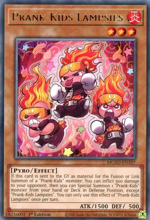 Prank-Kids Lampsies MGED-EN107 Yu-Gi-Oh card from Maximum Gold: El Dorado