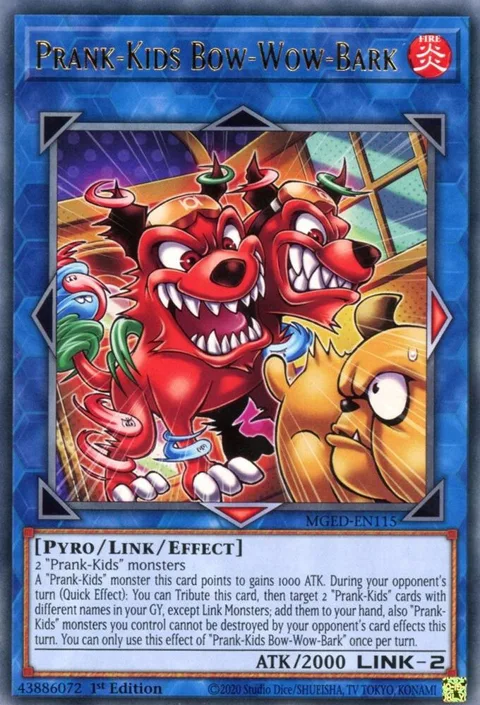 Prank-Kids Bow-Wow-Bark MGED-EN115 Yu-Gi-Oh card from Maximum Gold: El Dorado