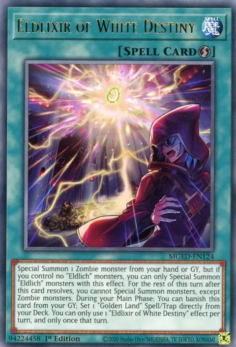 Eldlixir of White Destiny MGED-EN124 Yu-Gi-Oh card from Maximum Gold: El Dorado