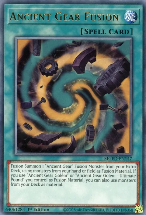 Ancient Gear Fusion MGED-EN147 Yu-Gi-Oh card from Maximum Gold: El Dorado