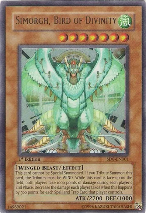 Simorgh, Bird of Divinity SD8-EN001 1st Edition Yu-Gi-Oh card from Structure Deck: Lord of the Storm