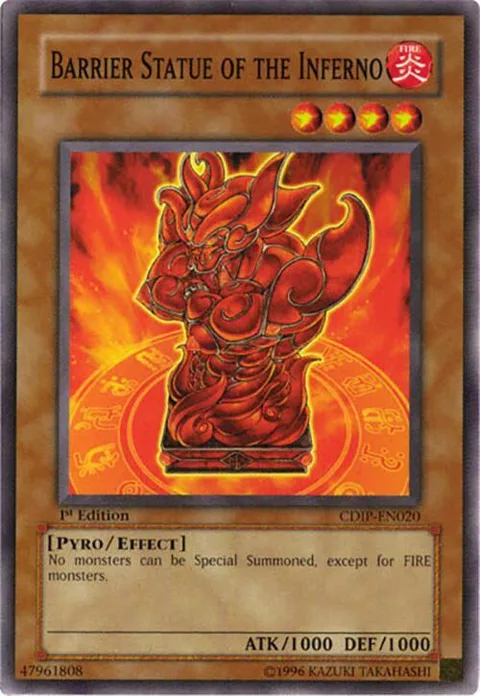 Barrier Statue of the Inferno CDIP-EN020 1st Edition Yu-Gi-Oh card from Cyberdark Impact