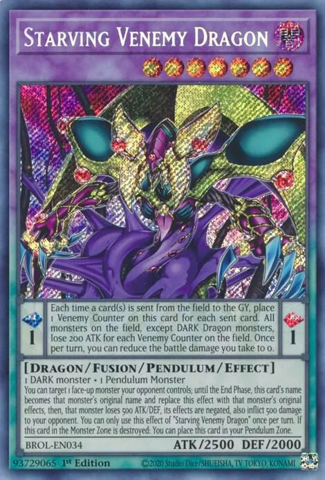 Starving Venemy Dragon BROL-EN034 Yu-Gi-Oh card from Brothers of Legend