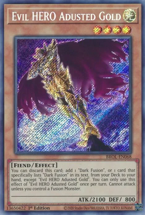 Evil HERO Adusted Gold BROL-EN068 Yu-Gi-Oh card from Brothers of Legend