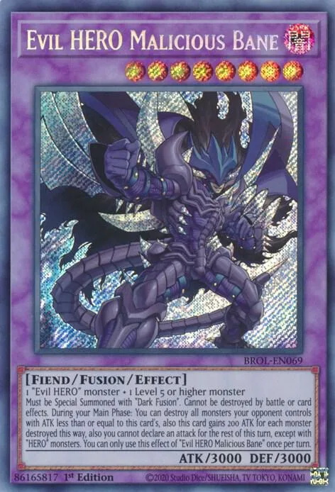 Evil HERO Malicious Bane BROL-EN069 Yu-Gi-Oh card from Brothers of Legend