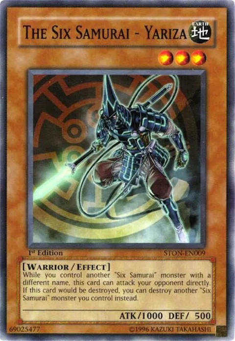 The Six Samurai - Yariza STON-EN009 1st Edition Yu-Gi-Oh card from Strike of Neos