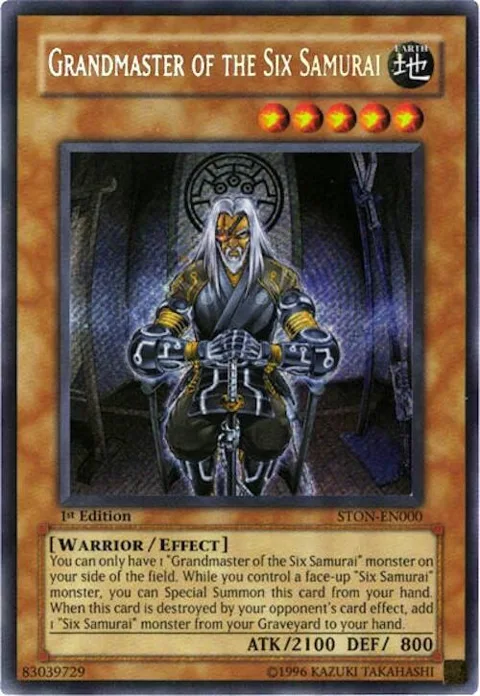 Grandmaster of the Six Samurai STON-EN000 Unlimited Yu-Gi-Oh card from Strike of Neos