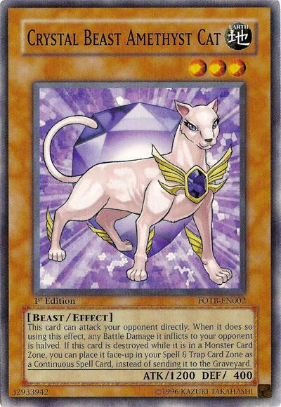 Crystal Beast Amethyst Cat FOTB-EN002 Unlimited Yu-Gi-Oh card from Force of the Breaker
