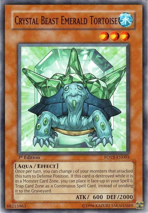Crystal Beast Emerald Tortoise FOTB-EN003 1st Edition Yu-Gi-Oh card from Force of the Breaker