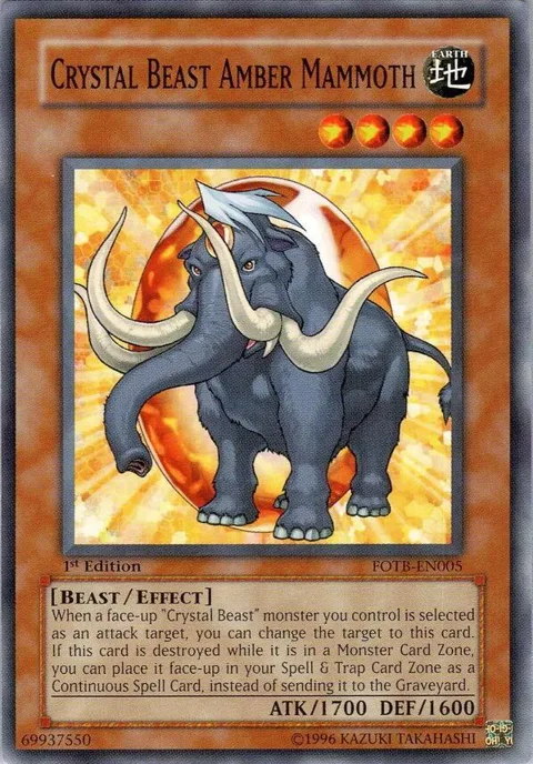 Crystal Beast Amber Mammoth FOTB-EN005 1st Edition Yu-Gi-Oh card from Force of the Breaker