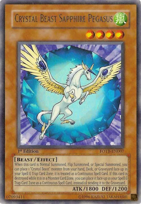 Crystal Beast Sapphire Pegasus FOTB-EN007 Unlimited Yu-Gi-Oh card from Force of the Breaker