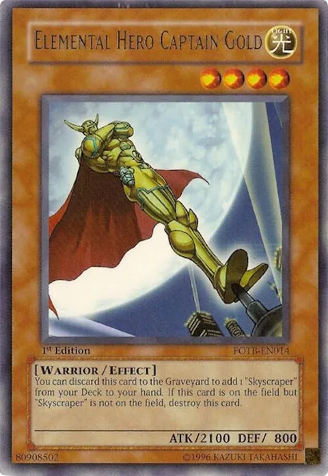 Elemental Hero Captain Gold FOTB-EN014 1st Edition Yu-Gi-Oh card from Force of the Breaker