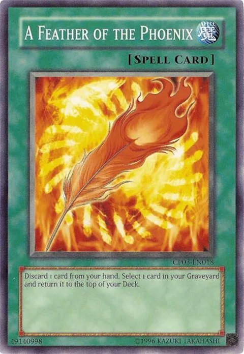 A Feather of the Phoenix CP03-EN018 Yu-Gi-Oh card from Champion Pack 3