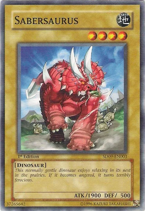Sabersaurus SD09-EN003 Yu-Gi-Oh card from Structure Deck: Dinosaur's Rage