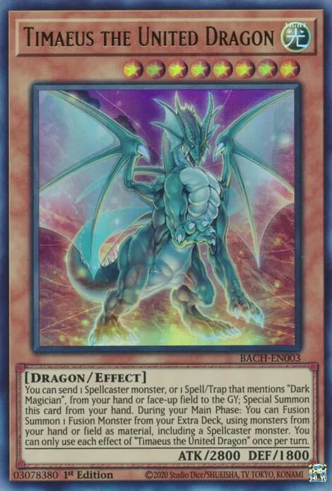 Timaeus the United Dragon BACH-EN003 Yu-Gi-Oh card from Battle of Chaos