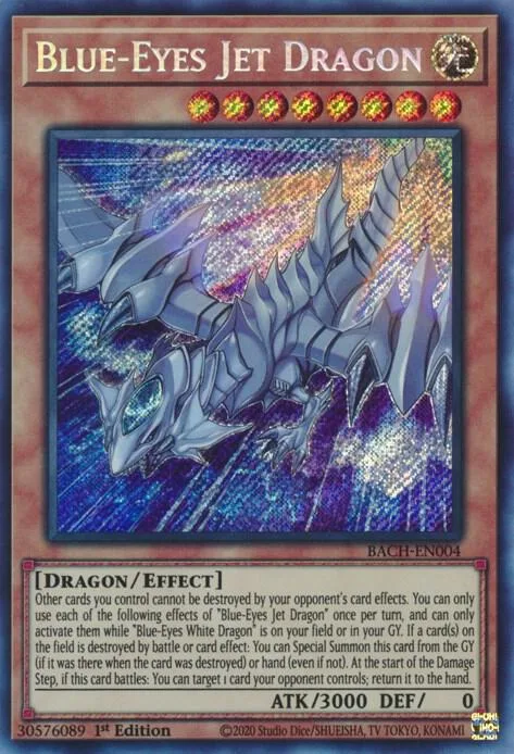 Blue-Eyes Jet Dragon BACH-EN004 Yu-Gi-Oh card from Battle of Chaos