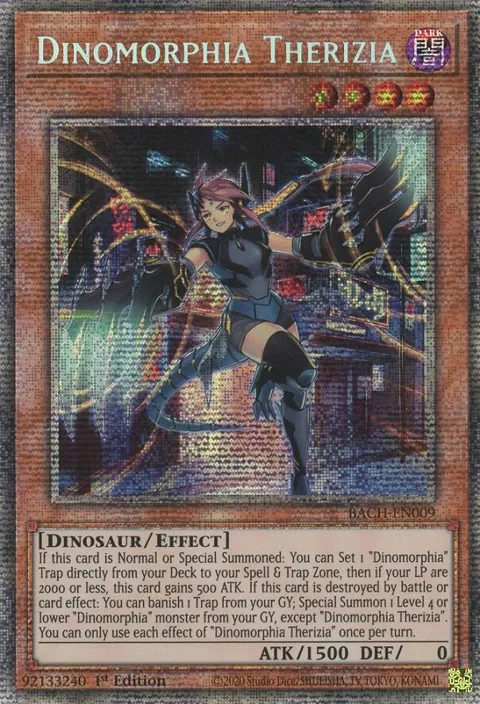 Dinomorphia Therizia Starlight Rare BACH-EN009 Yu-Gi-Oh card from Battle of Chaos