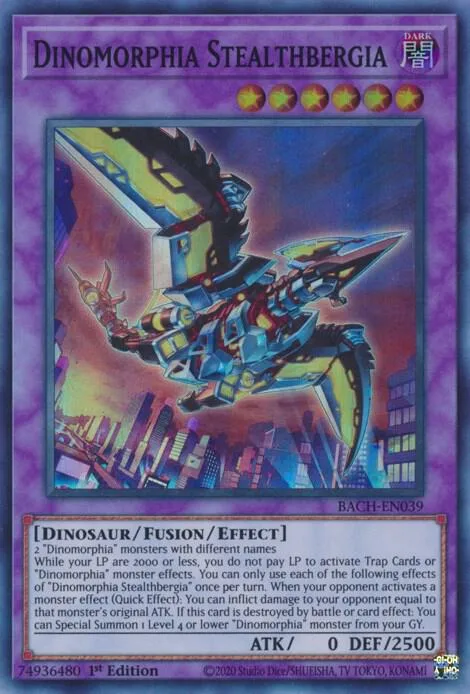 Dinomorphia Stealthbergia BACH-EN039 Yu-Gi-Oh card from Battle of Chaos