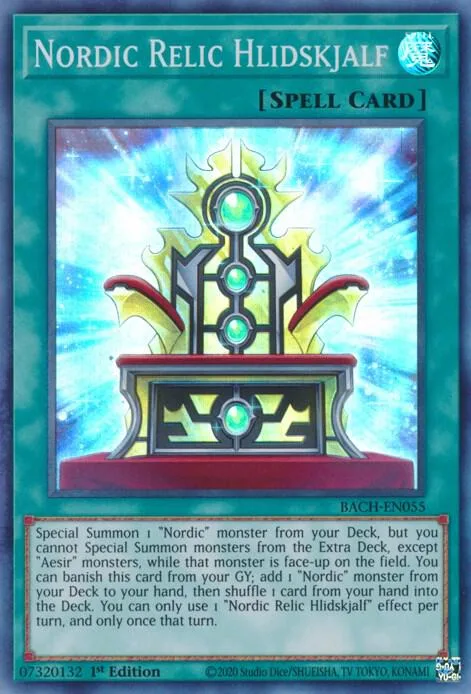 Nordic Relic Hlidskjalf BACH-EN055 Yu-Gi-Oh card from Battle of Chaos