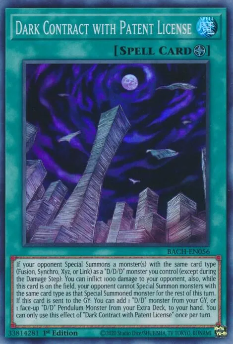 Dark Contract with Patent License BACH-EN056 Yu-Gi-Oh card from Battle of Chaos