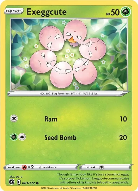Exeggcute #001/172 Reverse Holofoil Pokémon card from Brilliant Stars