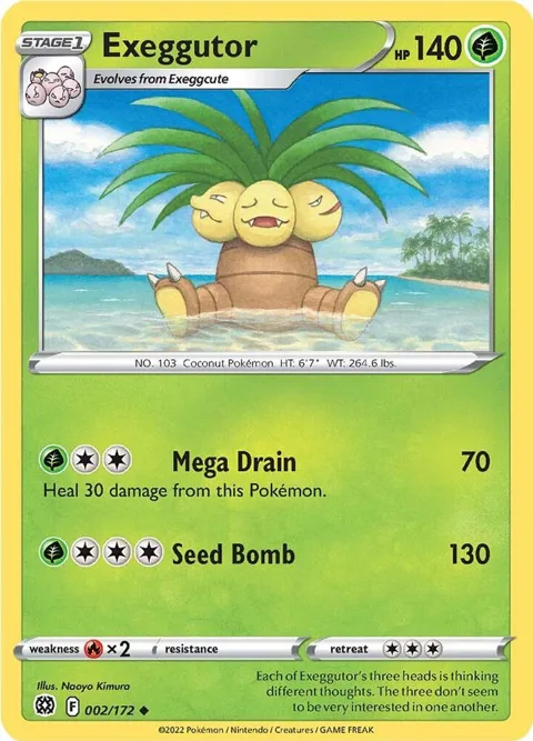 Exeggutor #002/172 Reverse Holofoil Pokémon card from Brilliant Stars