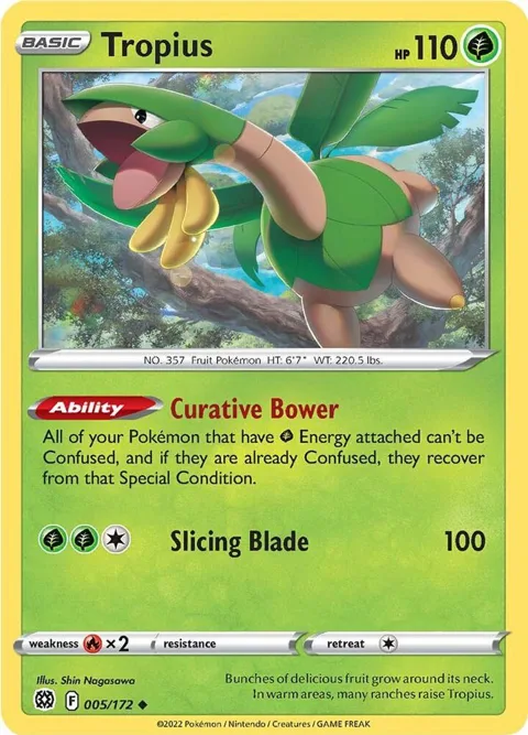 Tropius #005/172 Reverse Holofoil Pokémon card from Brilliant Stars