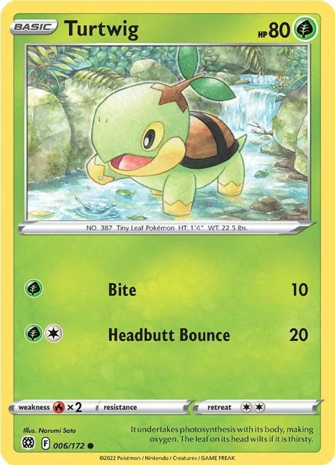 Turtwig #006/172 Reverse Holofoil Pokémon card from Brilliant Stars