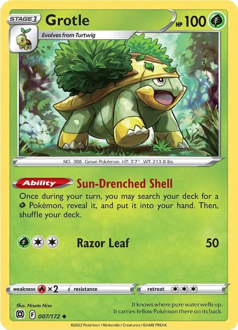 Grotle #007/172 Reverse Holofoil Pokémon card from Brilliant Stars