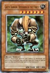 Green Baboon, Defender of the Forest JUMP-EN014 Yu-Gi-Oh card from Shonen Jump Magazine Promos