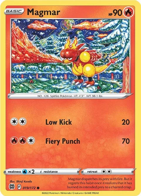 Magmar #019/172 Reverse Holofoil Pokémon card from Brilliant Stars