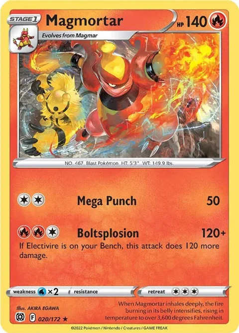 Magmortar #020/172 Reverse Holofoil Pokémon card from Brilliant Stars